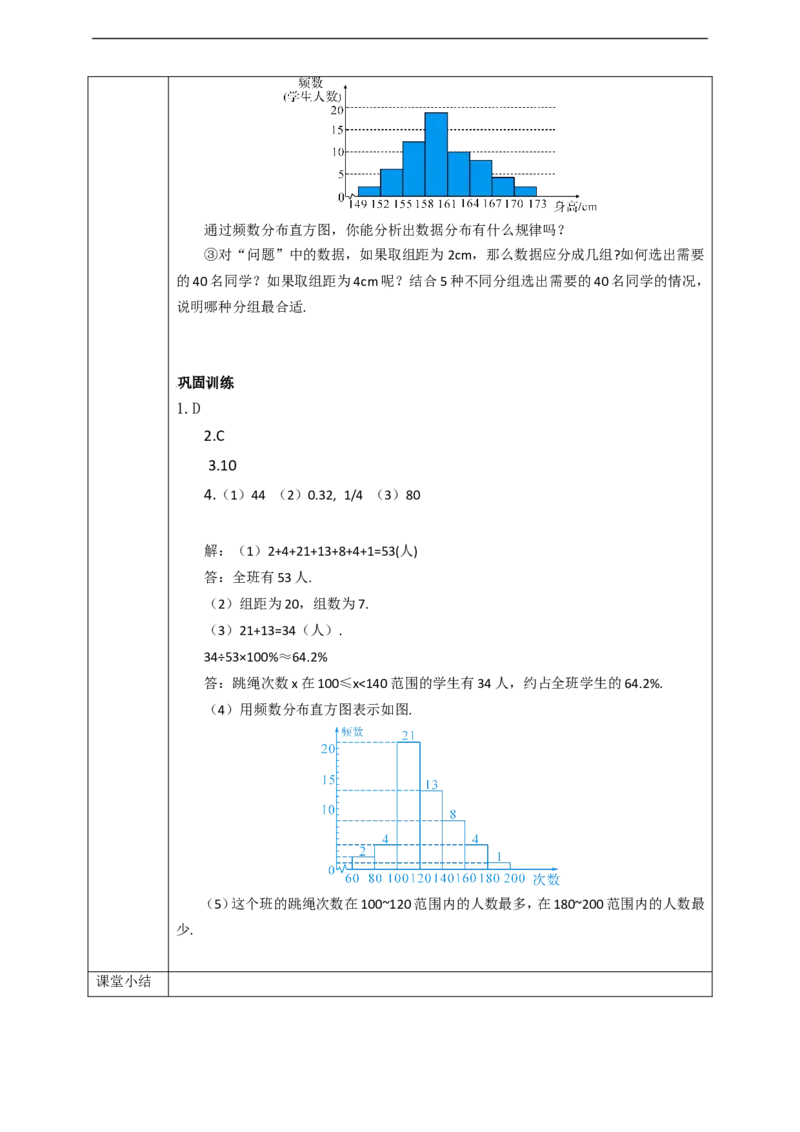 10.2直方图（第1课时）学案_初中数学人教版_7下-初中数学人教版_7下-初中数学人教版（旧版）赠送_01课件+教案（配套）_课件+教案+学案（第2套）