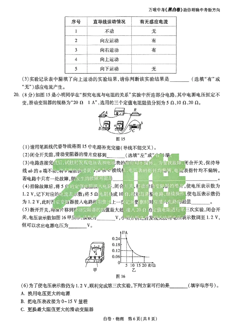2025《万唯中考&bull;云南黑白卷》物理白卷_初中资料合集_2025《万唯中考&bull;黑白卷》多地方版（更30省）_2025《万唯中考&bull;黑白卷》7科全套（云南）