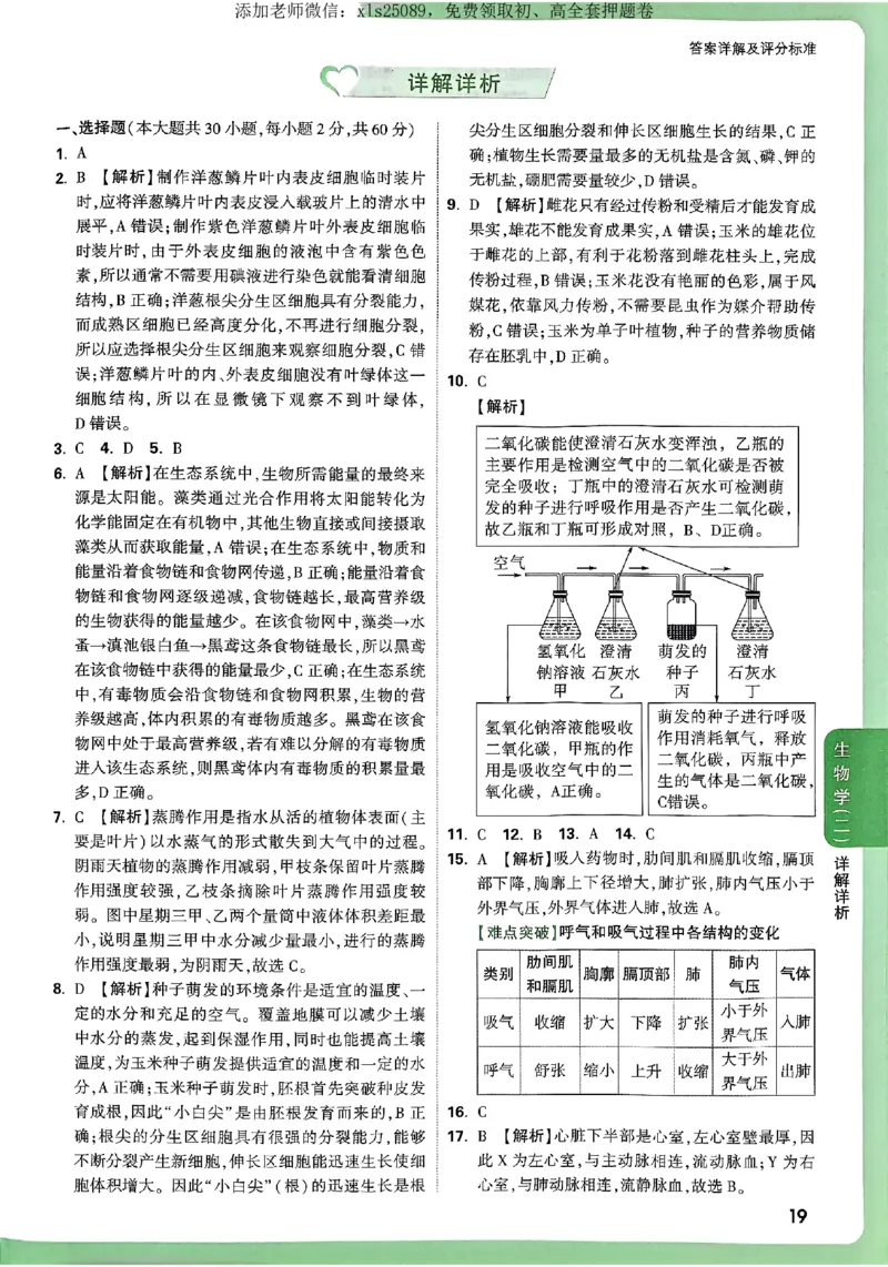 2025《万唯中考&bull;云南定心卷》生物答案_初中资料合集_万唯2025版万唯中考《定心卷》地生-实时更新（已更4省）_2025万唯中考《定心卷》地生（云南）