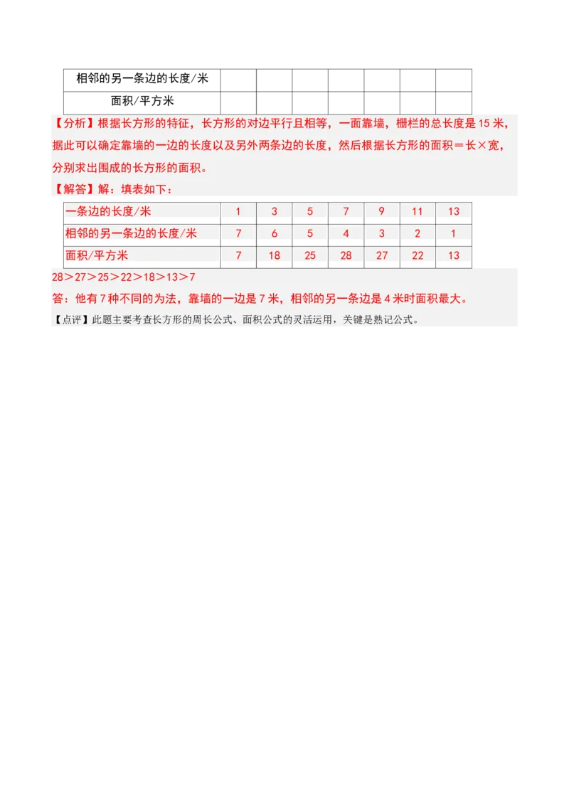 第六章长方形和正方形的面积知识归纳与题型突破（教师版）-（苏教版）(1)_三年级数学下册（苏教版）_单元知识复习专项-K49_2025版