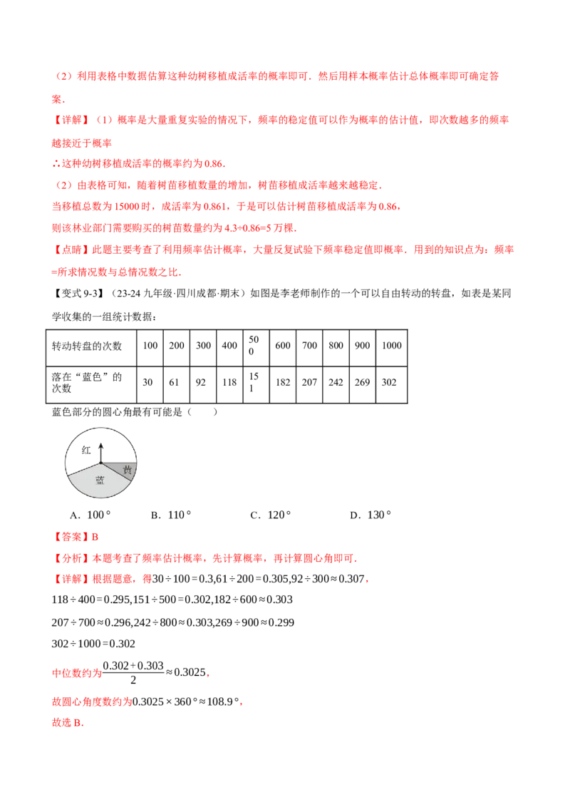 专题25.1概率初步（十大题型）（举一反三）（人教版）（教师版）_初中数学_九年级数学上册（人教版）_母题专项-U66_2025版