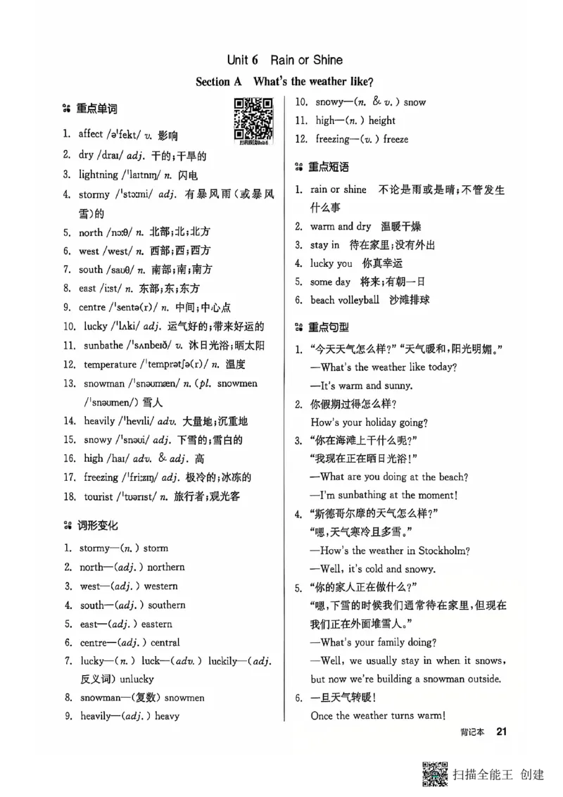 七下全品背记本_新人教版7下英语学习资料包_14.配套教辅练习_03-25年春七下全品英语RJ