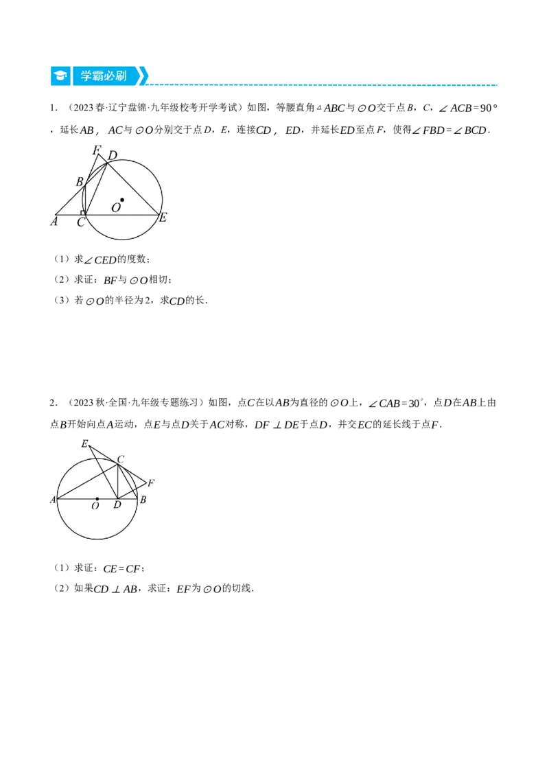 专题24.1圆与三角形的综合（压轴题专项讲练）（人教版）（学生版）_初中数学_九年级数学上册（人教版）_压轴题专项-V5_2024版