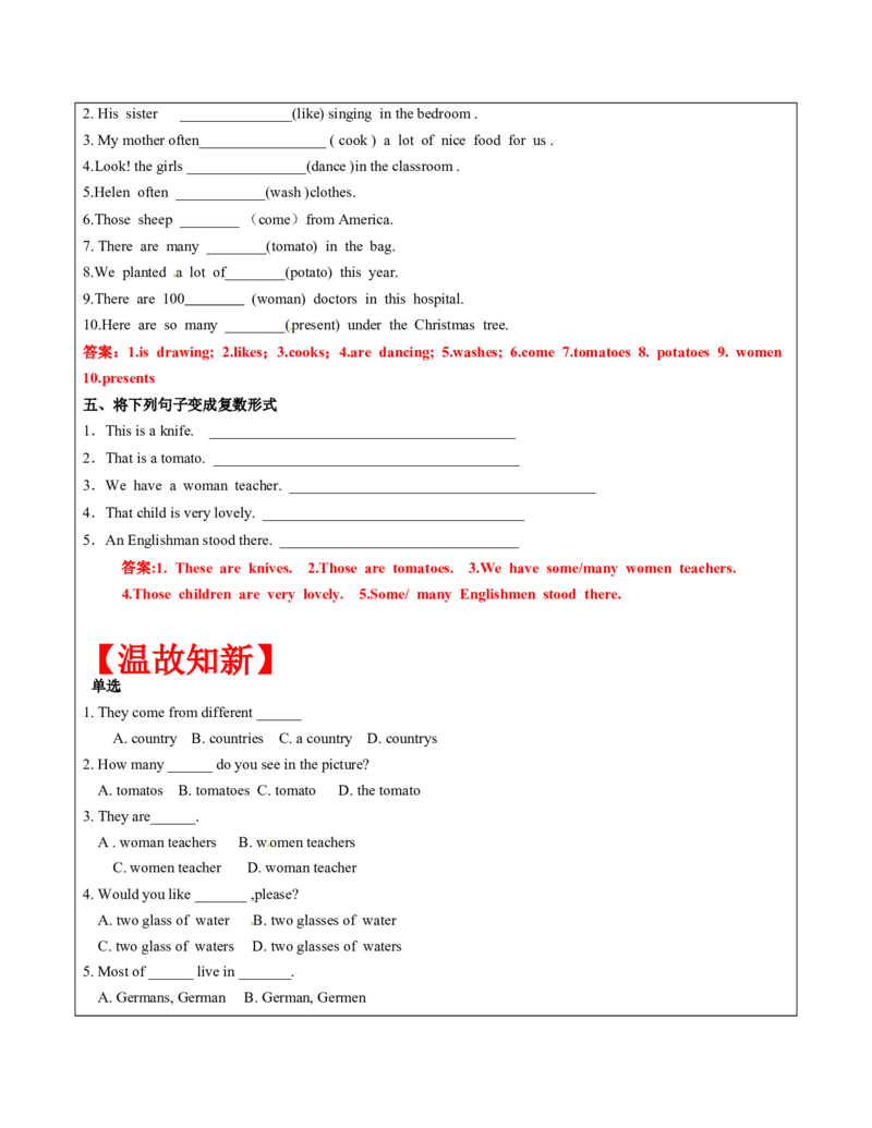 六年级英语春季讲义第12讲名词译林版（三起）教师版_讲义专项