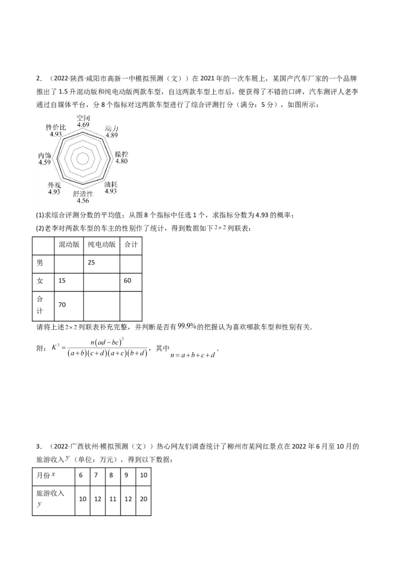第1讲统计和统计案例(原卷版）_2.2025数学总复习_2023年新高考资料_二轮复习_备战2023年高考数学二轮复习专题讲练（新高考版）_专题五统计与概率