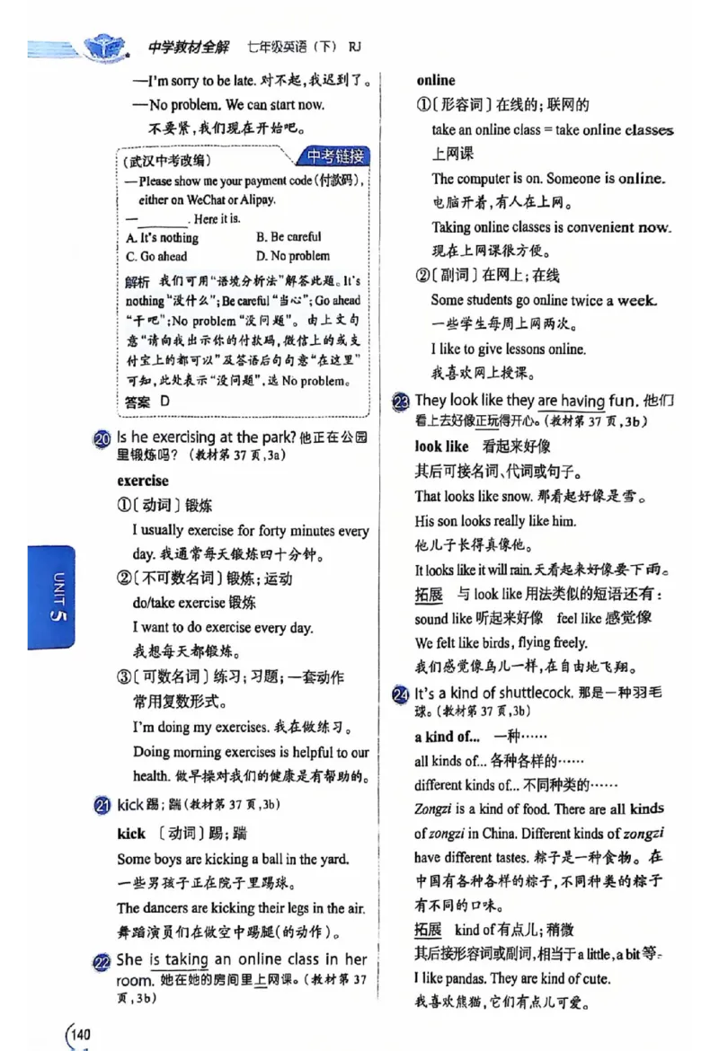 01-2025《初中教材全解》英语七下(人教)_新人教版7下英语学习资料包_14.配套教辅练习