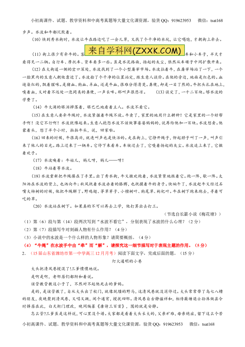 专题21小说阅读之环境主题（测）-2016年高考语文一轮复习讲练测（原卷版）_高语_1高中语文_2016年高考语文一轮复习讲练测（全套打包162份）
