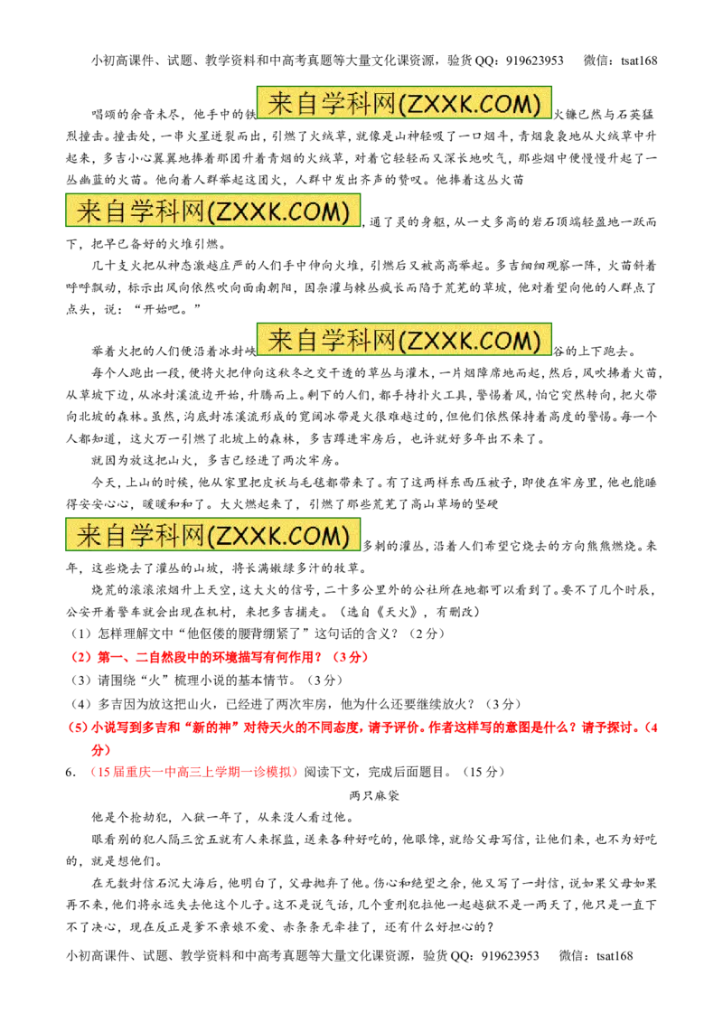 专题21小说阅读之环境主题（测）-2016年高考语文一轮复习讲练测（原卷版）_高语_1高中语文_2016年高考语文一轮复习讲练测（全套打包162份）