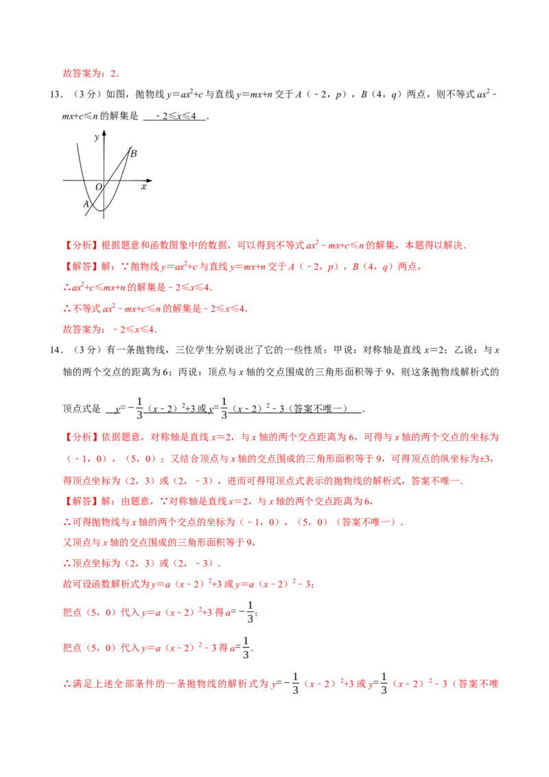 专题3.2二次函数全章培优测试卷（必考点分类集训）（人教版）（教师版）_初中数学_九年级数学上册（人教版）_考点分类必刷题-U181