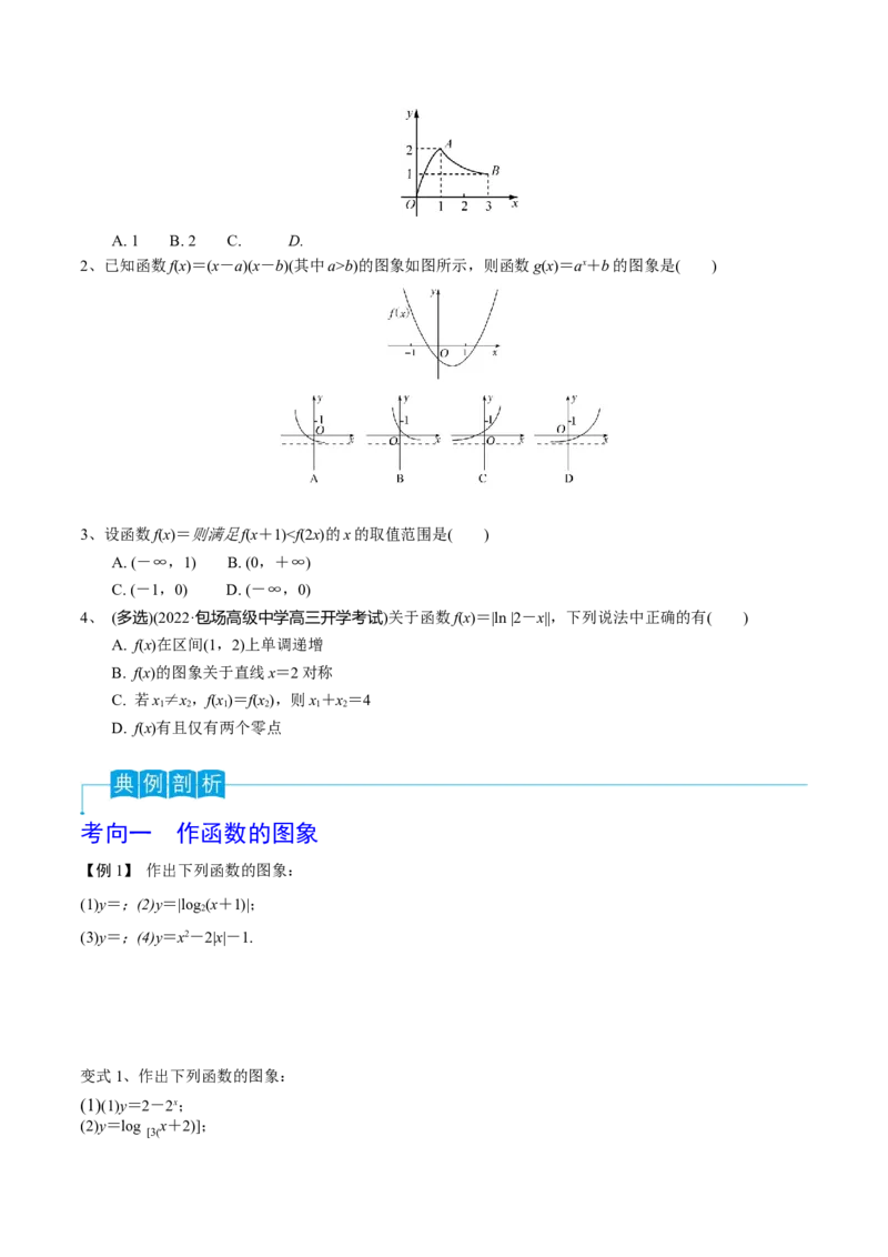 第14讲函数的图象（原卷版）_2.2025数学总复习_2024年新高考资料_1.2024一轮复习_2024年高考数学一轮复习精品导学案（新高考）