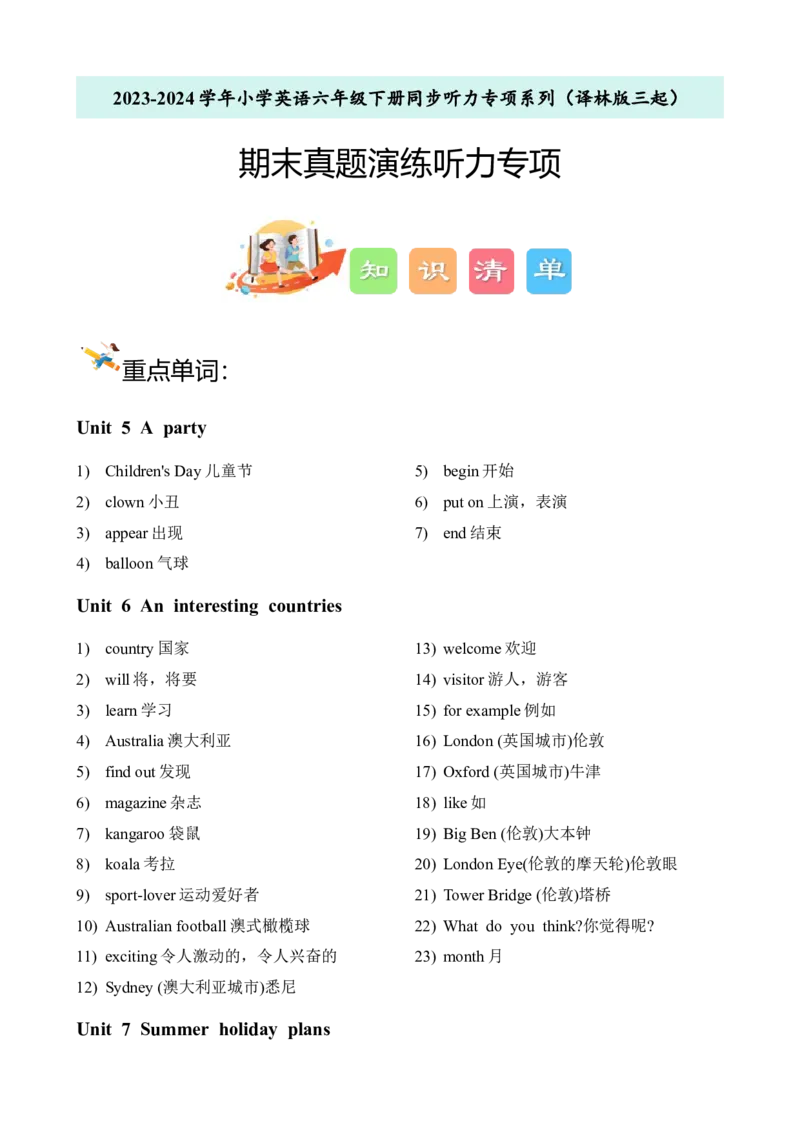 期末真题演练听力专项-小学英语六年级下册同步听力专项系列（译林版三起）_听力专项练习-T4_2024版_期末真题演练听力专项-（译林版三起）