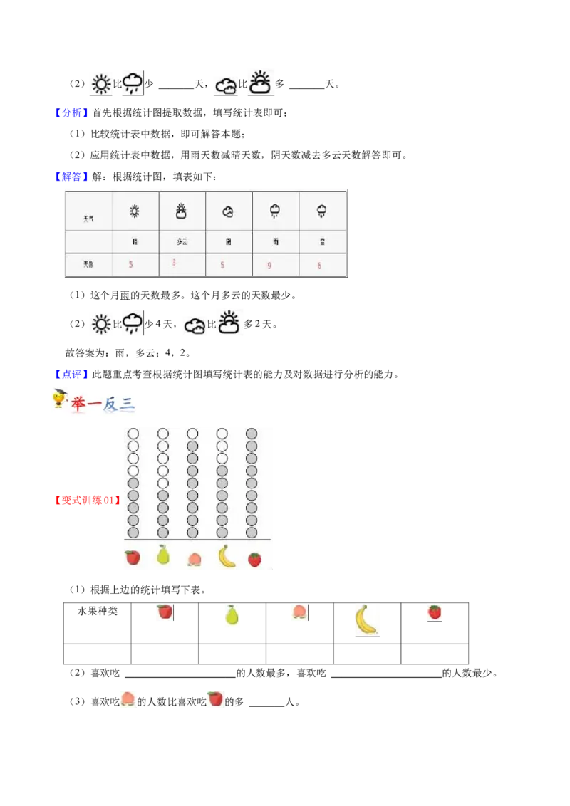 第九单元数据的收集和整理（二）（知识清单)（苏教版）(1)_三年级数学下册（苏教版）_单元知识复习专项-K49_2024版