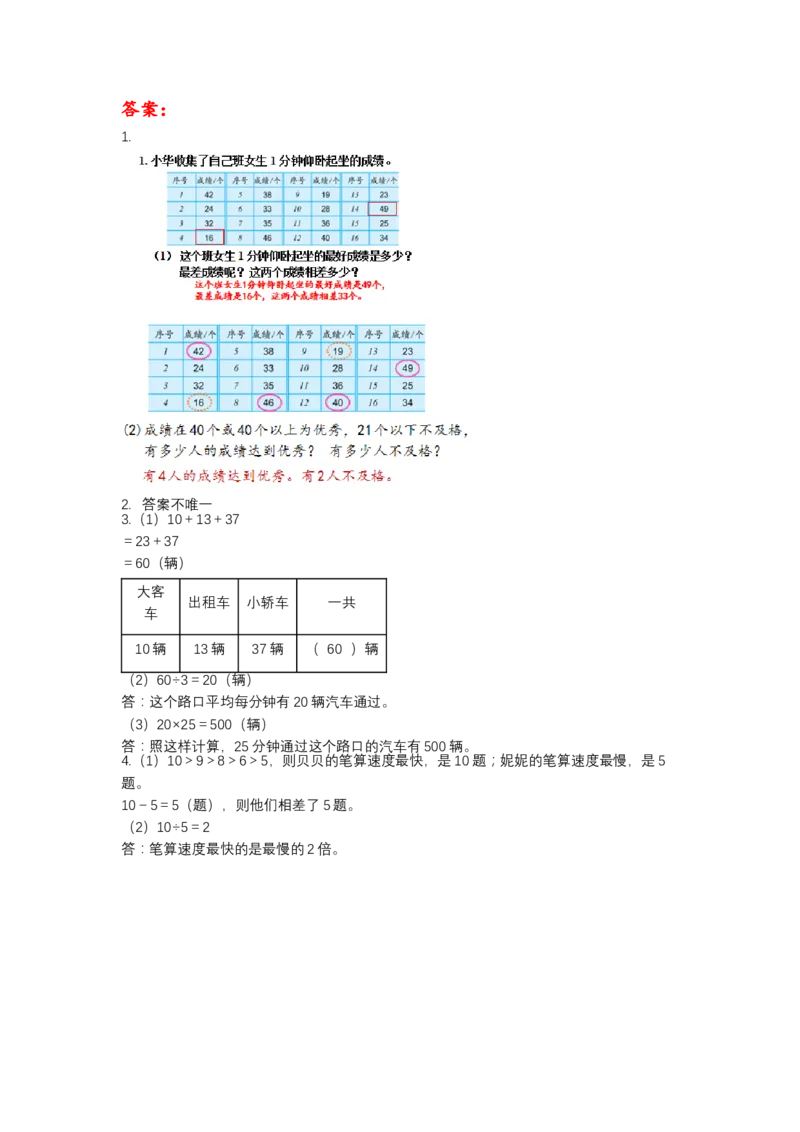 第九单元_第2课时_简单的数据排序和分组（学习任务单）-三年级数学下册（苏教版）(1)_三年级数学下册（苏教版）_学习任务单