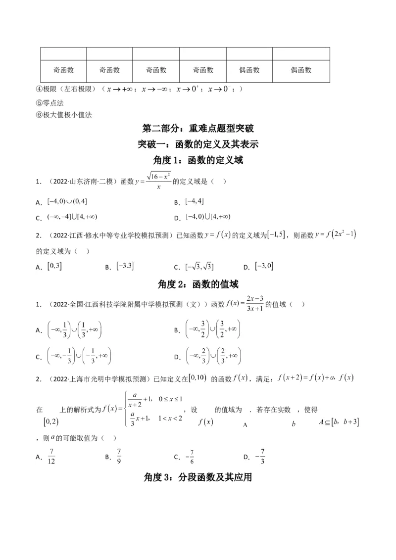 第1讲函数的图象与性质(原卷版）_2.2025数学总复习_2023年新高考资料_二轮复习_备战2023年高考数学二轮复习专题讲练（新高考版）_专题一函数与导数