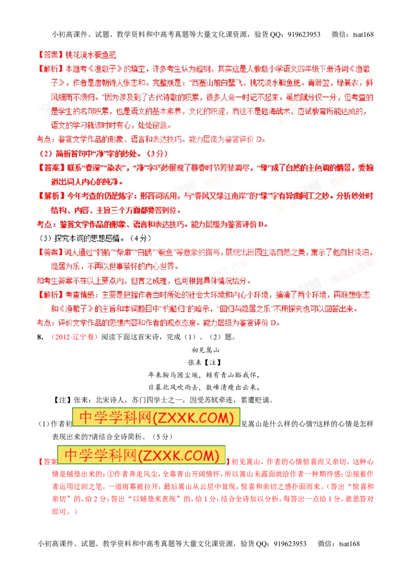 专题15鉴赏诗歌的语言（练）-2016年高考语文一轮复习讲练测（解析版）_高语_1高中语文_2016年高考语文一轮复习讲练测（全套打包162份）