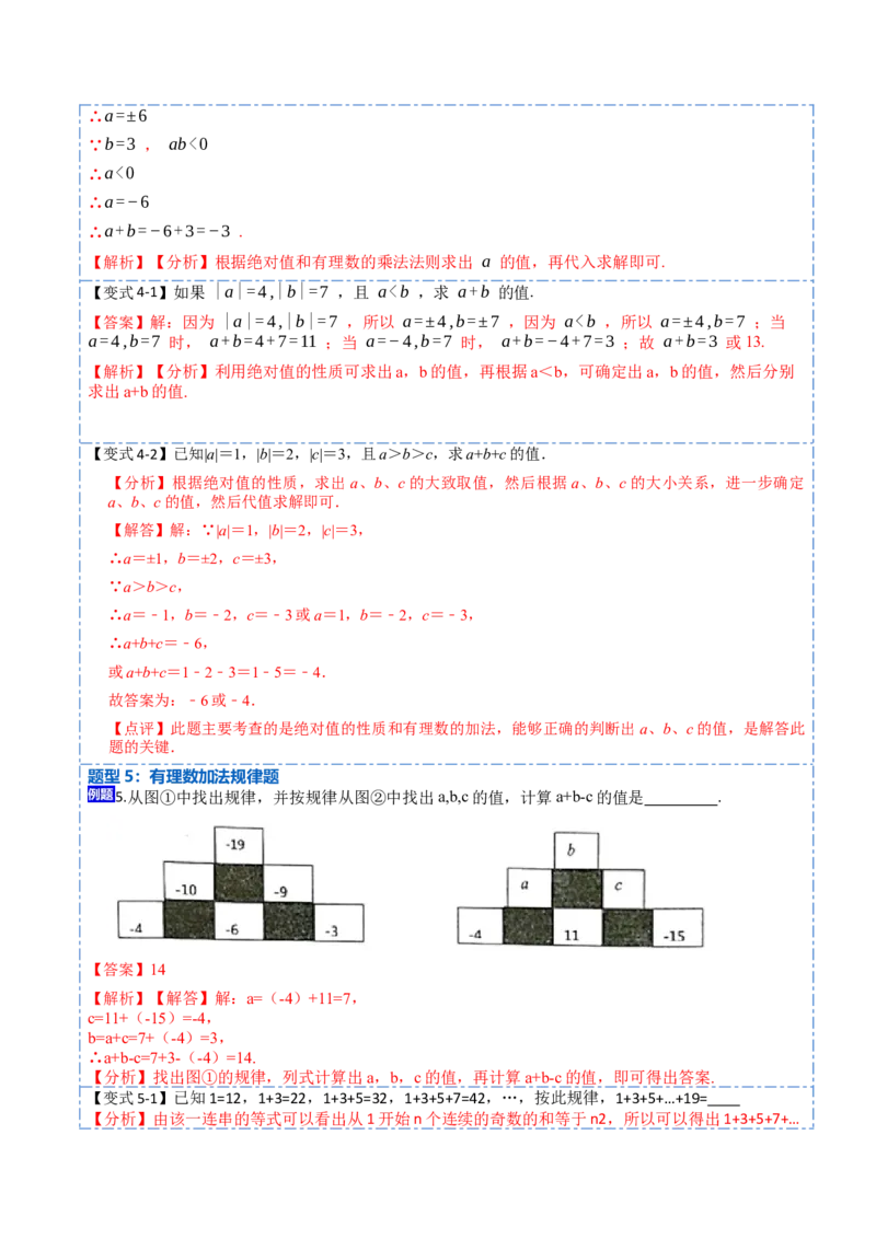 1.3.1有理数的加法(讲+练)-重要笔记2022-2023学年七年级数学上册重要考点精讲精练（人教版)（解析版）_初中数学人教版_7上-初中数学人教版_7上-初中数学人教版（旧版）赠送_07专项讲练