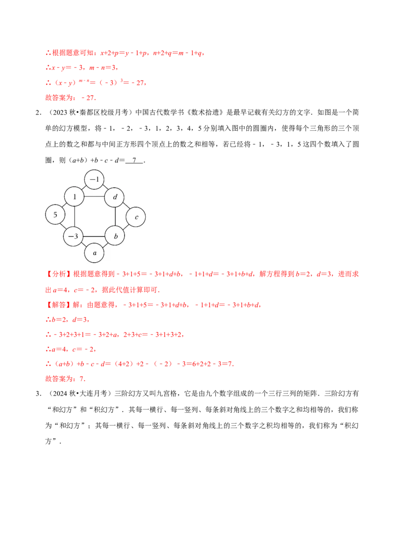 专题4.7整式的应用必考七大类型（必考点分类集训）（人教版2024）（教师版）_初中数学_七年级数学上册（人教版）_考点分类必刷题-U181