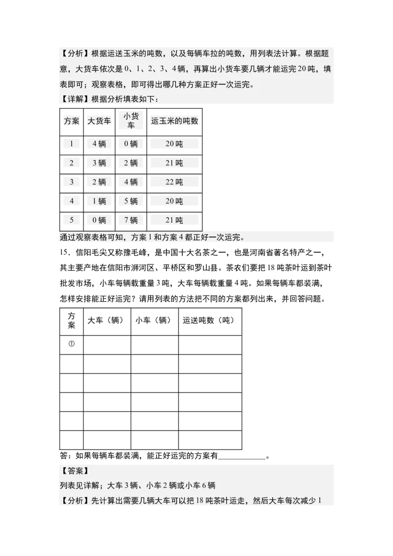 第二单元专项练习04：吨与优化问题-（教师版）苏教版(1)_三年级数学下册（苏教版）_解决问题专项练习-T7_2025版