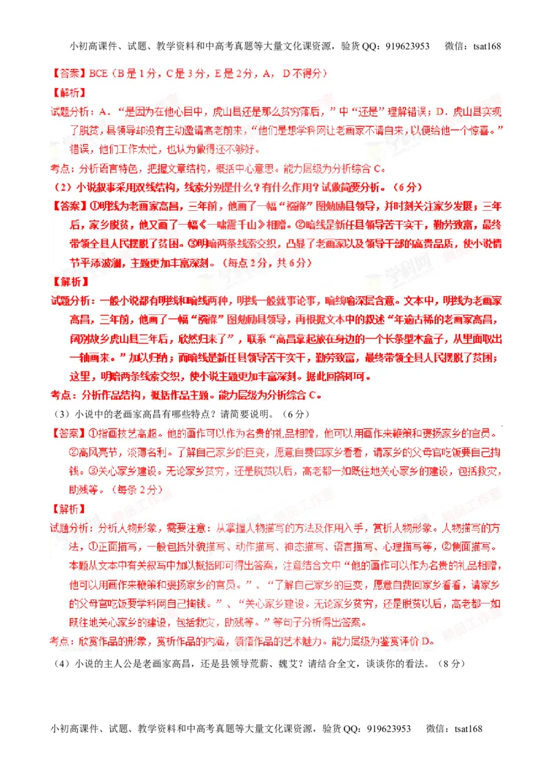 专题20小说阅读之情节人物（讲）-2016年高考语文一轮复习讲练测（解析版）_高语_1高中语文_2016年高考语文一轮复习讲练测（全套打包162份）