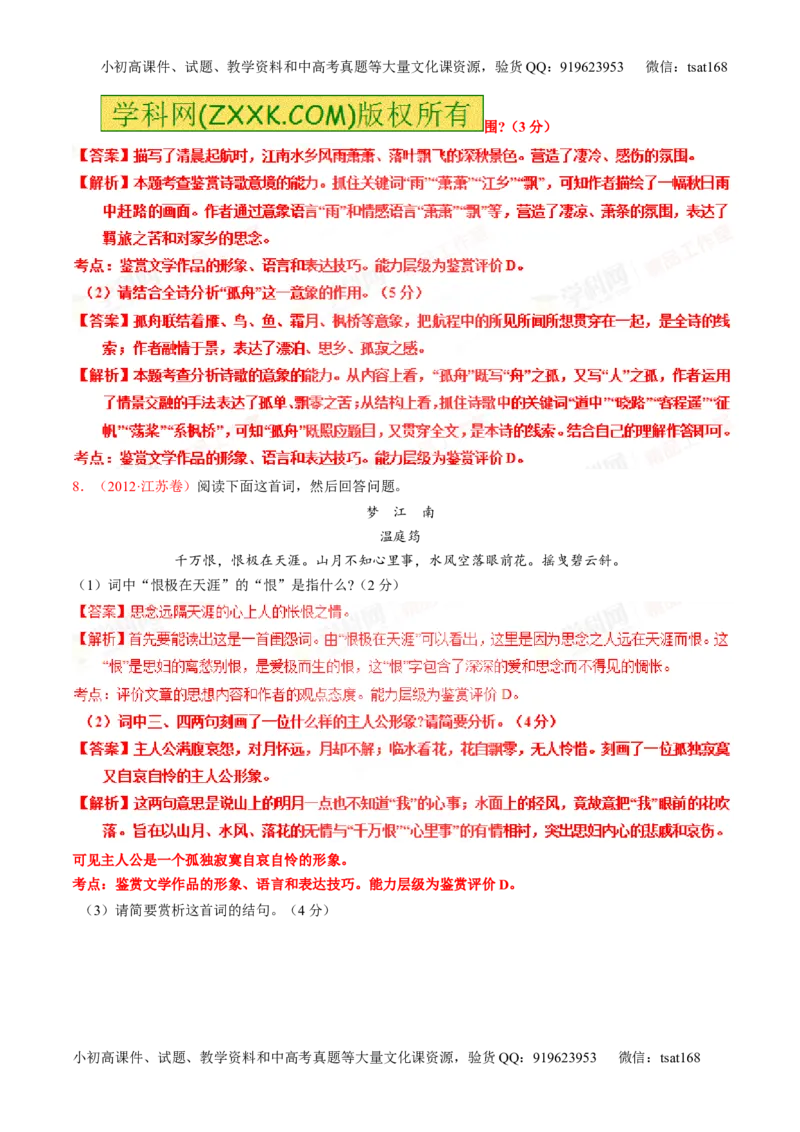 专题13鉴赏诗歌的形象（练）-2016年高考语文一轮复习讲练测（解析版）_高语_1高中语文_2016年高考语文一轮复习讲练测（全套打包162份）