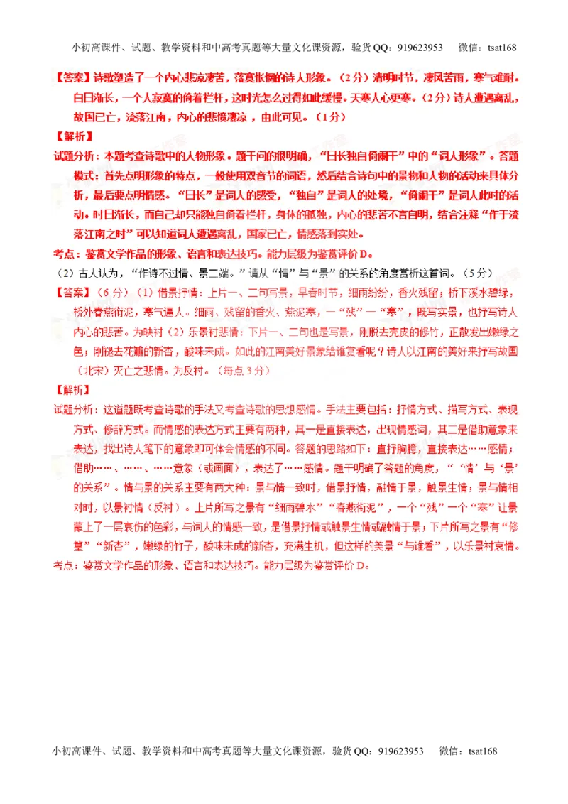 专题13鉴赏诗歌的形象（测）-2016年高考语文一轮复习讲练测（解析版）_高语_1高中语文_2016年高考语文一轮复习讲练测（全套打包162份）