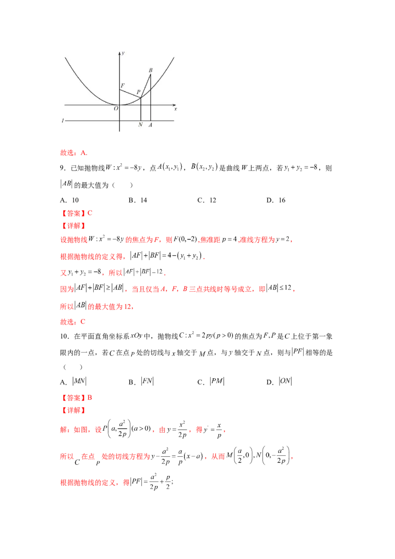 第29练抛物线（解析版）-2023年高考一轮复习精讲精练必备_2.2025数学总复习_2023年新高考资料_一轮复习_2023年高考数学一轮复习精讲精练（新高考专用）