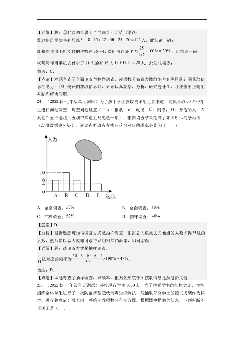 10.2直方图（解析版）_初中数学人教版_7下-初中数学人教版_7下-初中数学人教版（旧版）赠送_07专项讲练_10.2直方图