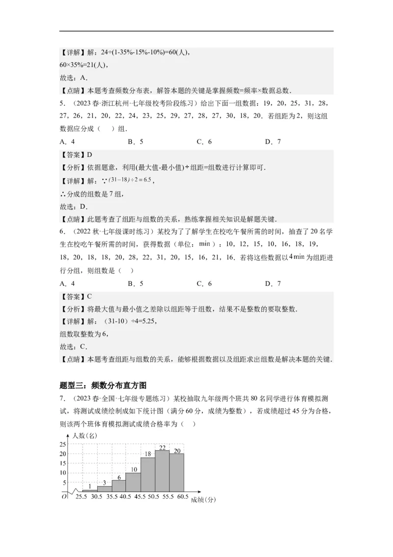 10.2直方图（解析版）_初中数学人教版_7下-初中数学人教版_7下-初中数学人教版（旧版）赠送_07专项讲练_10.2直方图
