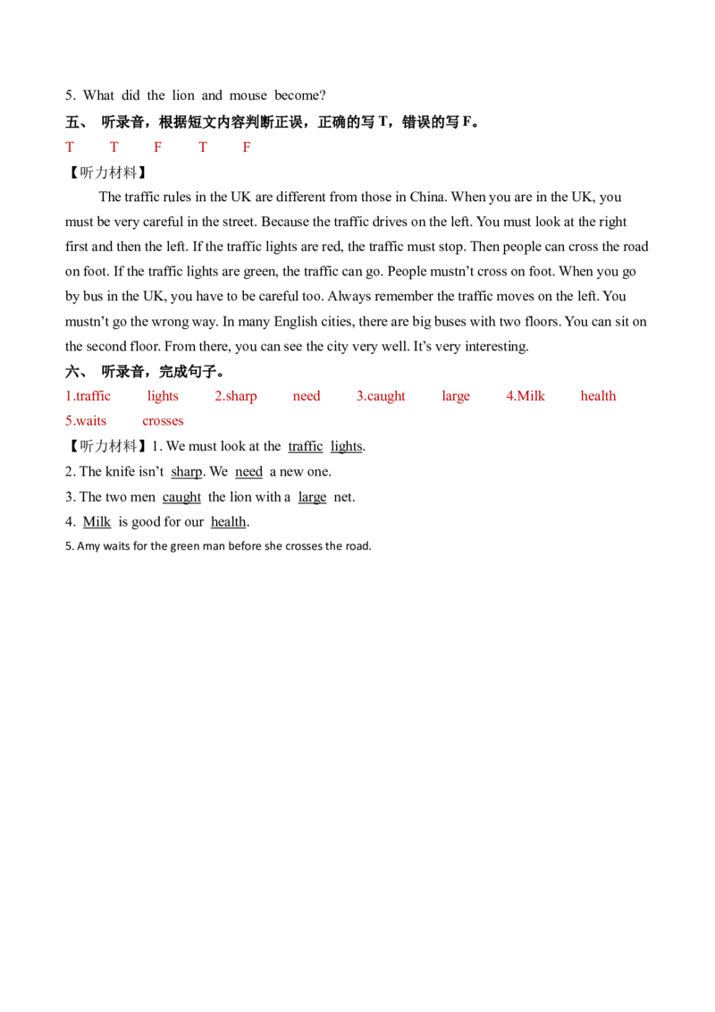 期中模拟提升听力专项_听力专项练习-T4_2025版_期中模拟提升听力专项-2024-2025学年小学英语六年级下册听力专项系列（译林版三起）