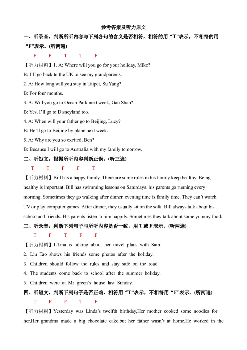 判断句子（图片）正误听力专项训练_听力专项练习-T4_2025版_判断句子（图片）正误题型-(译林版三起)