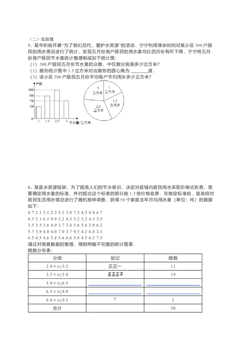 10.3课题学习-从数据谈节水（原卷）_初中数学人教版_7下-初中数学人教版_7下-初中数学人教版（旧版）赠送_05学案_导学案（第1套）_10.3课题学习-从数据谈节水导学案（原卷版+解析版）