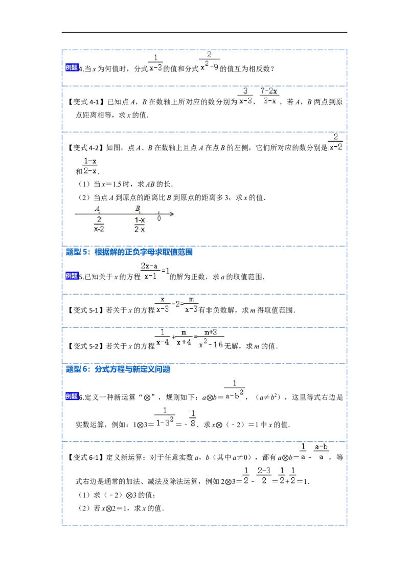15.3.1分式方程（讲+练）6大题型-重要笔记2022-2023学年八年级数学上册重要考点精讲精练(人教版)（原卷版）_初中数学人教版_8上-初中数学人教版_旧版_07专项讲练