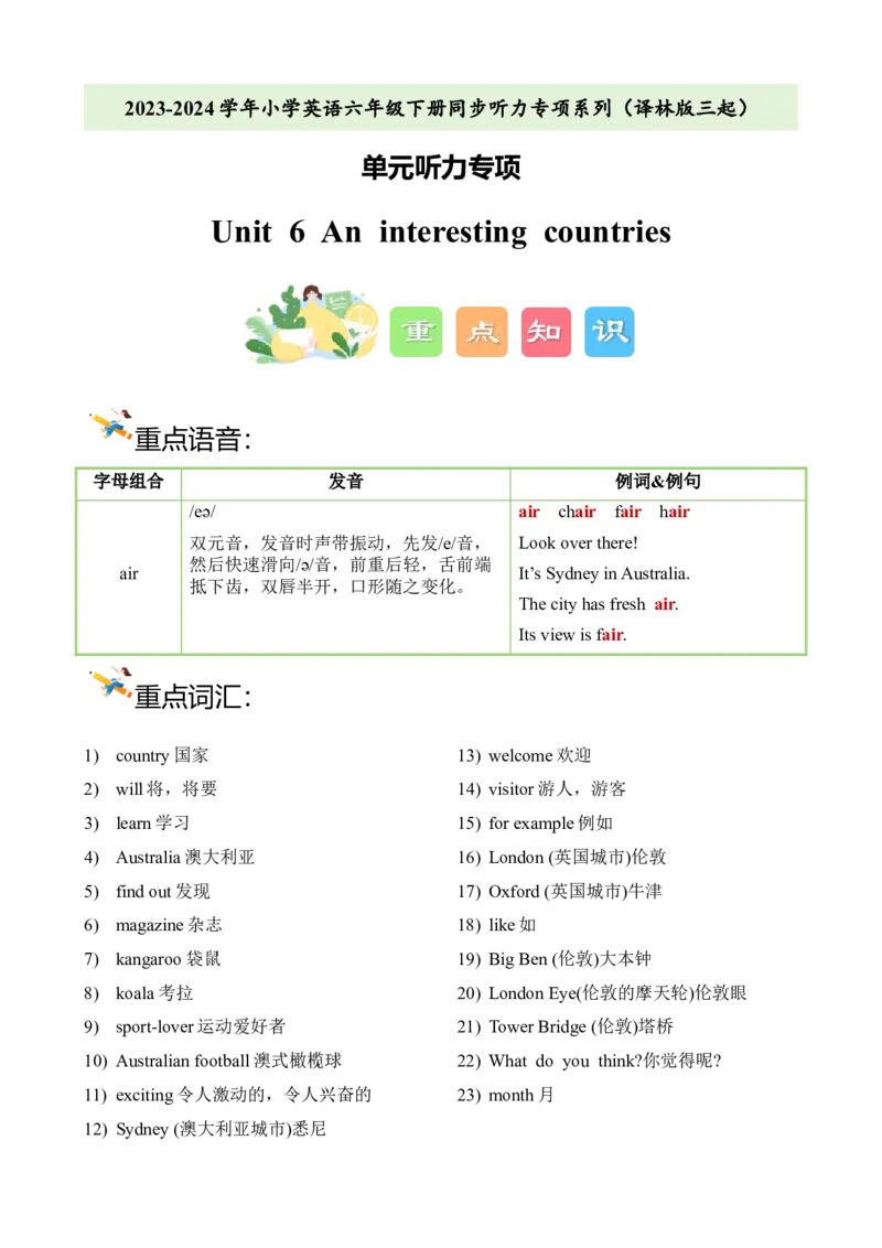 Unit6Aninterestingcountry单元听力专项（译林版三起）_听力专项练习-T4_2024版_Unit6Aninterestingcountry单元听力专项-（译林版三起）