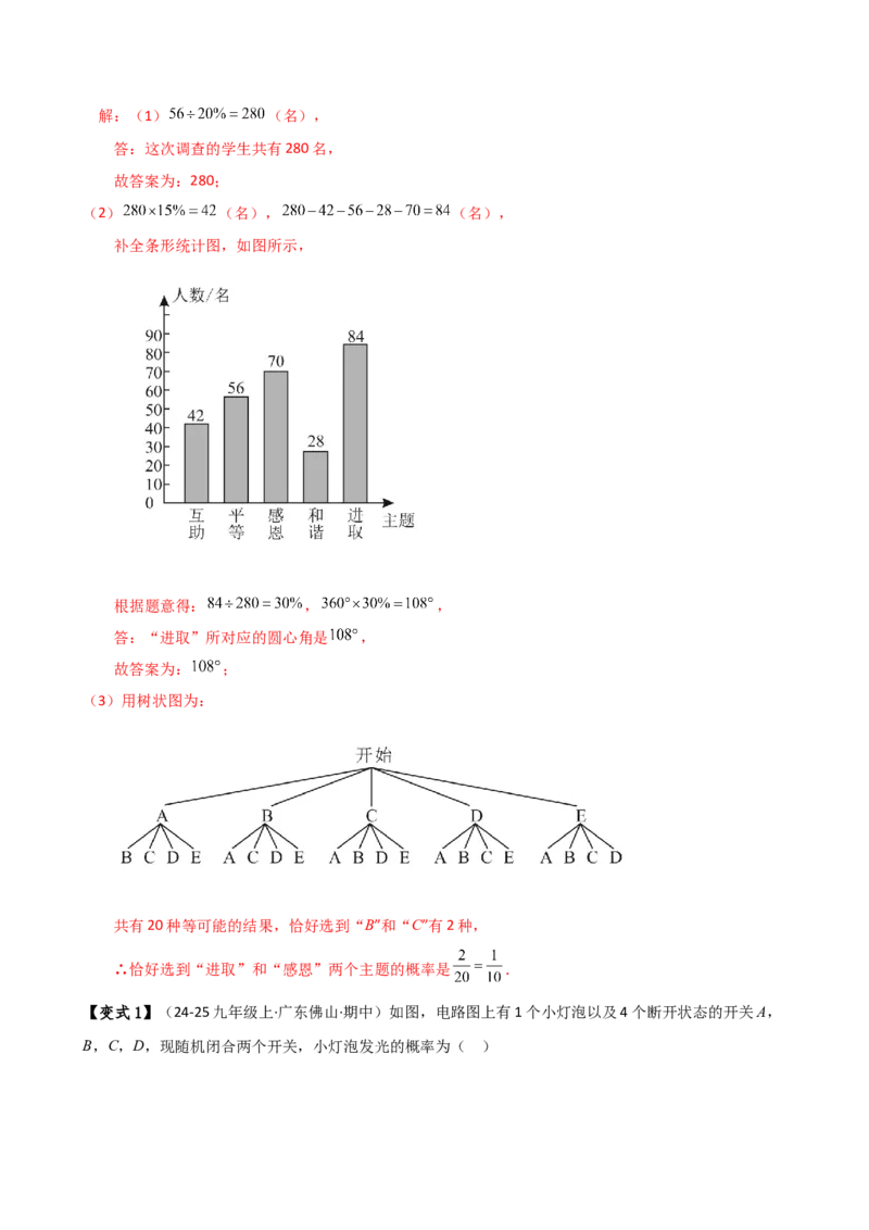 专题25.1概率初步（5大考点12类题型）（全章知识梳理与题型分类讲解）（人教版）（教师版）_初中数学_九年级数学上册（人教版）_专题突破练习-V4_2025版