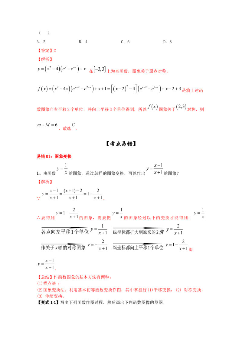 第10讲函数的图像（解析版）_2.2025数学总复习_2023年新高考资料_一轮复习_2023年高考数学一轮复习考点精讲练+易错题型（新高考专用）