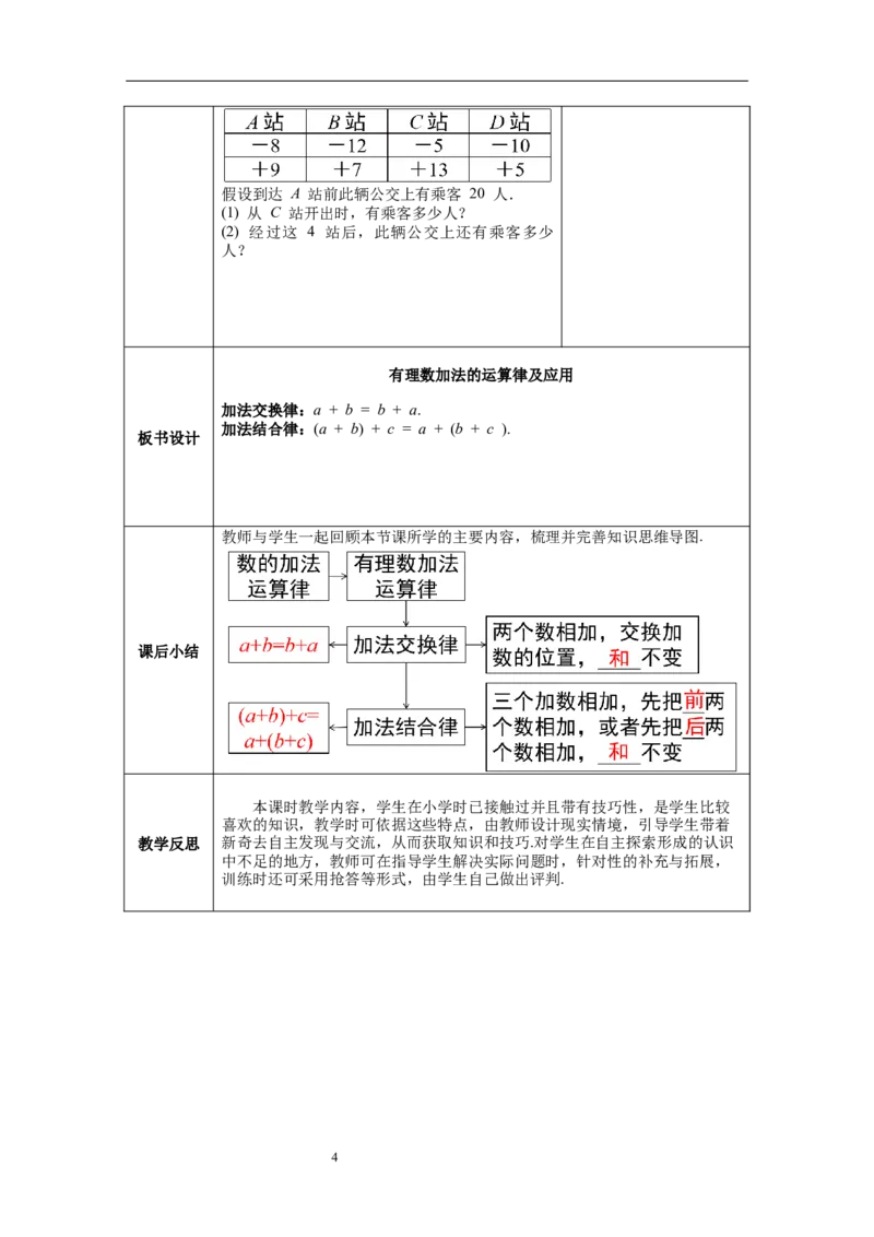 1.3.1第2课时有理数加法的运算律及应用--教案_初中数学人教版_7上-初中数学人教版_7上-初中数学人教版（旧版）赠送_04教案（多套）_教案（第1套）新课标_第1章有理数教案
