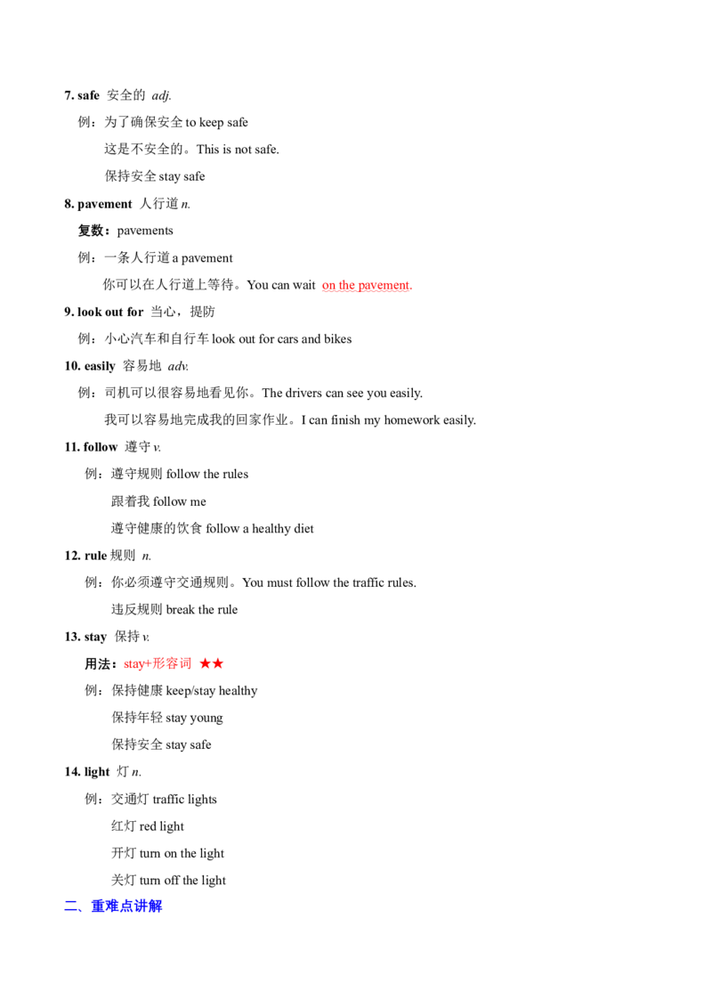 Unit4重难点（知识清单）-（译林版三起）_单元知识专项_2024版