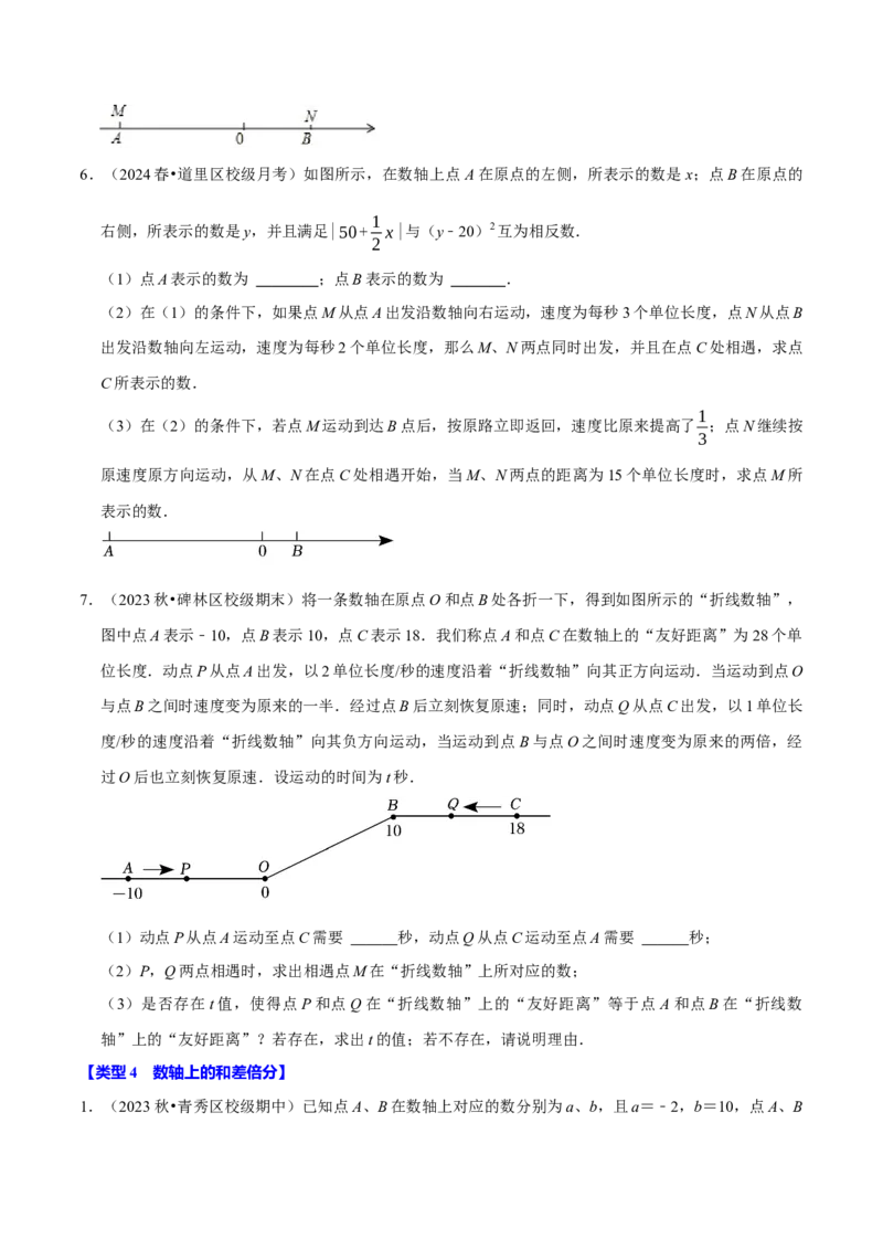 专题4.4数轴动点问题必考八大类型（必考点分类集训）（人教版2024）（学生版）_初中数学_七年级数学上册（人教版）_考点分类必刷题-U181