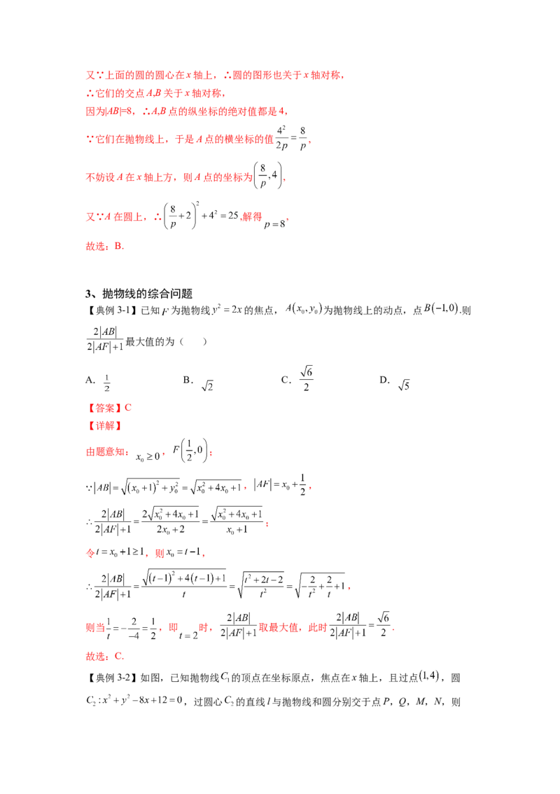 第29讲抛物线（解析）-2023年高考一轮复习精讲精练必备_2.2025数学总复习_2023年新高考资料_一轮复习_2023年高考数学一轮复习精讲精练（新高考专用）