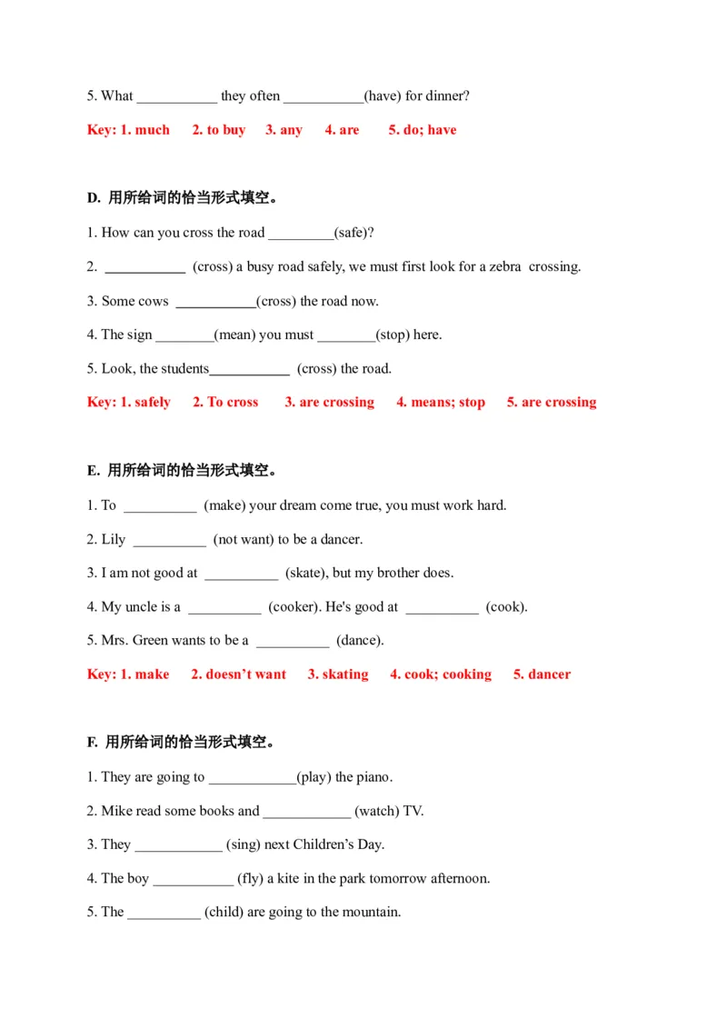 期末易错题分类汇编用所给词的恰当形式填空（冲刺篇）译林版（三起）六年级下册（答案版）_专项练习
