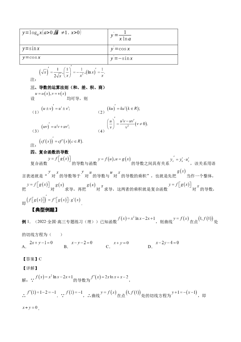 第09讲导数的运算及切线方程（解析版）_2.2025数学总复习_赠品通用版（老高考）复习资料_一轮复习_通用版2023届数学高考一轮教案（Word版，含解析）