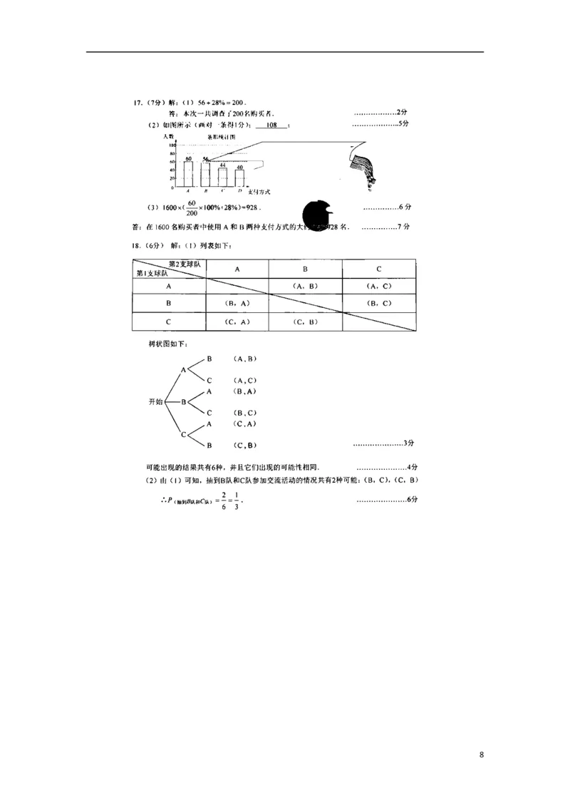 云南省昆明市2018年中考数学真题试题（扫描版，含答案）_初中数学_九年级数学下册（人教版）_全国各地数学中考真题_2018年全国中考数学真题258份