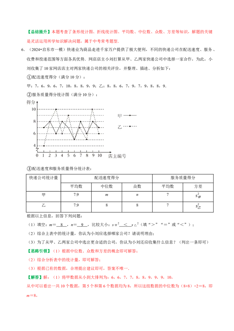 专题26数据分析中的决策问题（教师版）_初中数学_八年级数学下册（人教版）_专题训练+提分专项训练-V6