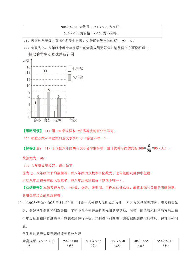 专题26数据分析中的决策问题（教师版）_初中数学_八年级数学下册（人教版）_专题训练+提分专项训练-V6