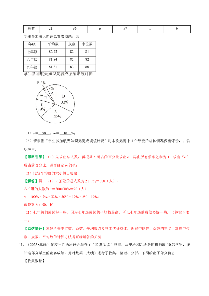 专题26数据分析中的决策问题（教师版）_初中数学_八年级数学下册（人教版）_专题训练+提分专项训练-V6