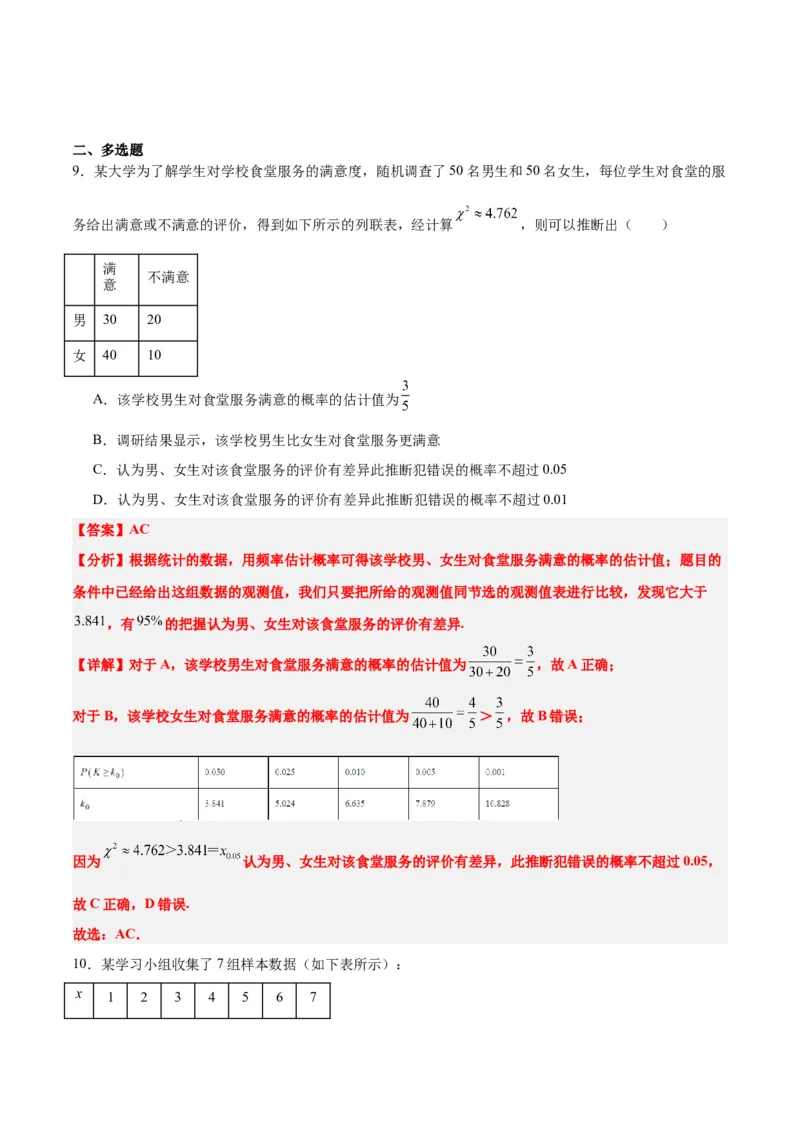 第49练成对数据的统计分析（精练：基础+重难点）一轮复习讲义2024年高考数学高频考点题型归纳与方法总结（新高考通用）解析版_2.2025数学总复习_2024年新高考资料_1.2024一轮复习