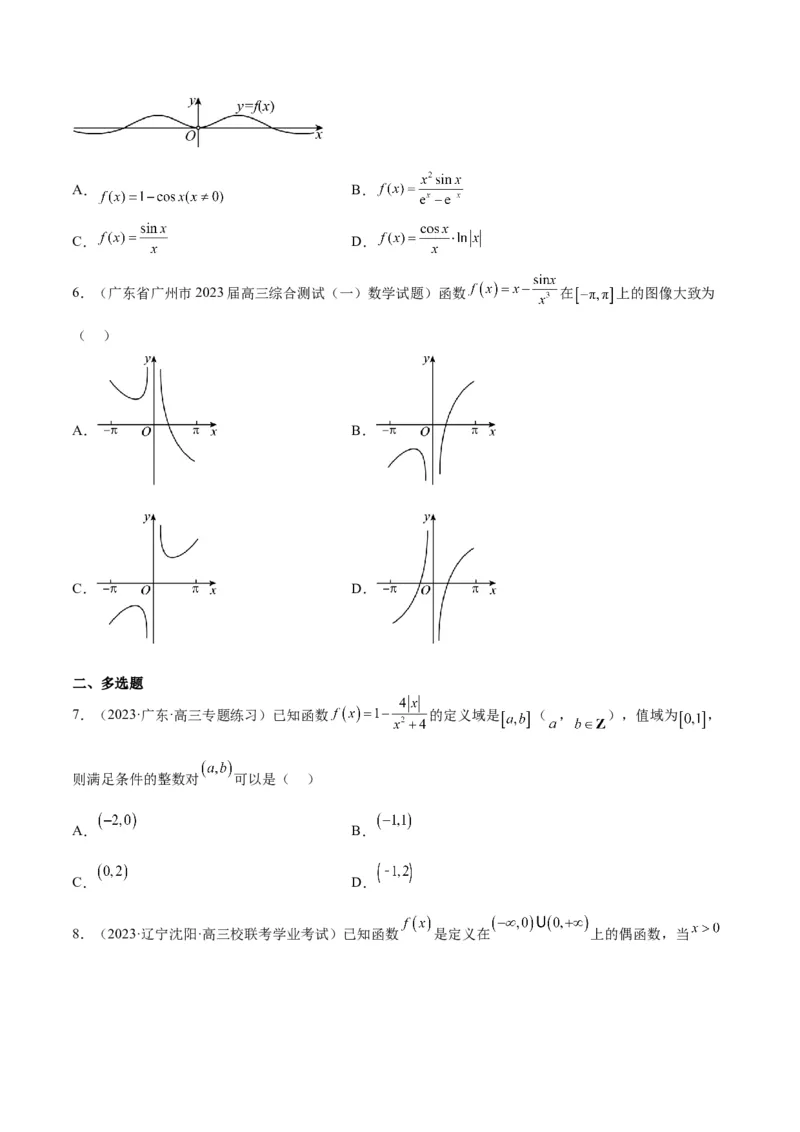 第12练函数的图像（精练：基础+重难点）一轮复习讲义2024年高考数学高频考点题型归纳与方法总结（新高考通用）原卷版_2.2025数学总复习_2024年新高考资料_1.2024一轮复习