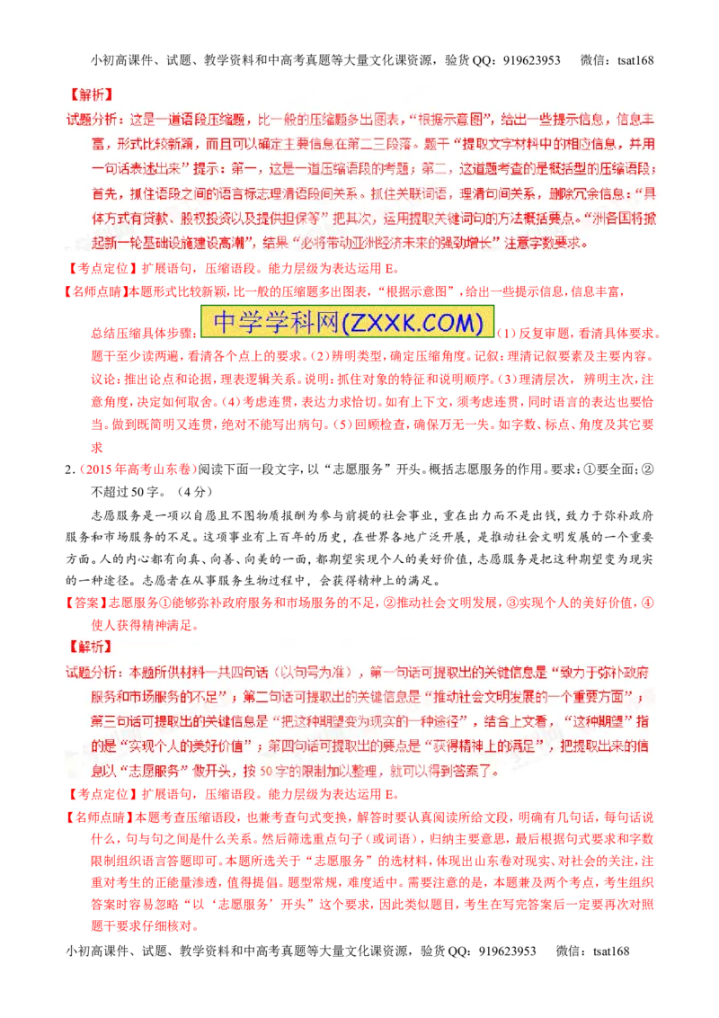 专题06语言表达之扩展语句或压缩语段（讲）-2016年高考语文一轮复习讲练测（解析版）_高语_1高中语文_2016年高考语文一轮复习讲练测（全套打包162份）