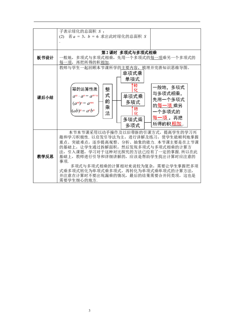 14.1.4第2课时多项式乘多项式--教案_初中数学人教版_8上-初中数学人教版_旧版_04教案（多套）_教案（第1套）新课标_第14章&nbsp;整式的乘法与因式分解教案