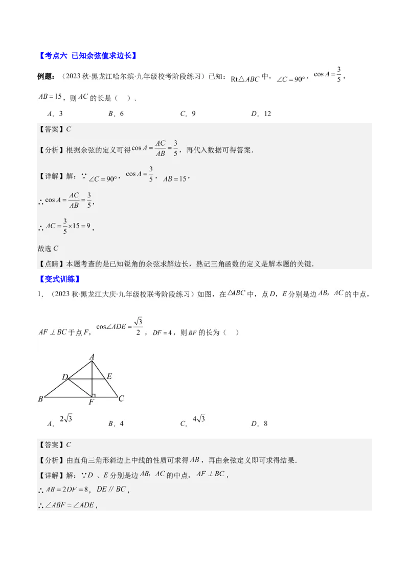 专题28.1锐角三角形函数与特殊角的三角函数值之九大考点(教师版)_初中数学_九年级数学下册（人教版）_重难点专题提优-V8